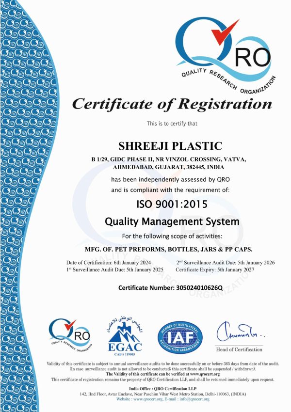 305024010626q - shreeji plastic - iso 9001-2015